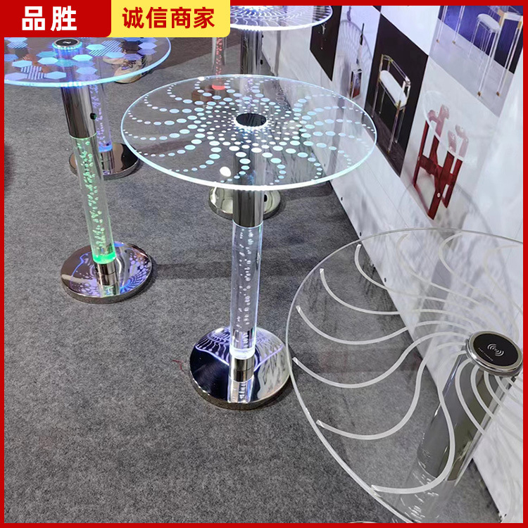 厂家供应透明亚克力发光茶几客厅沙发边角几圆桌咖啡摆放茶几