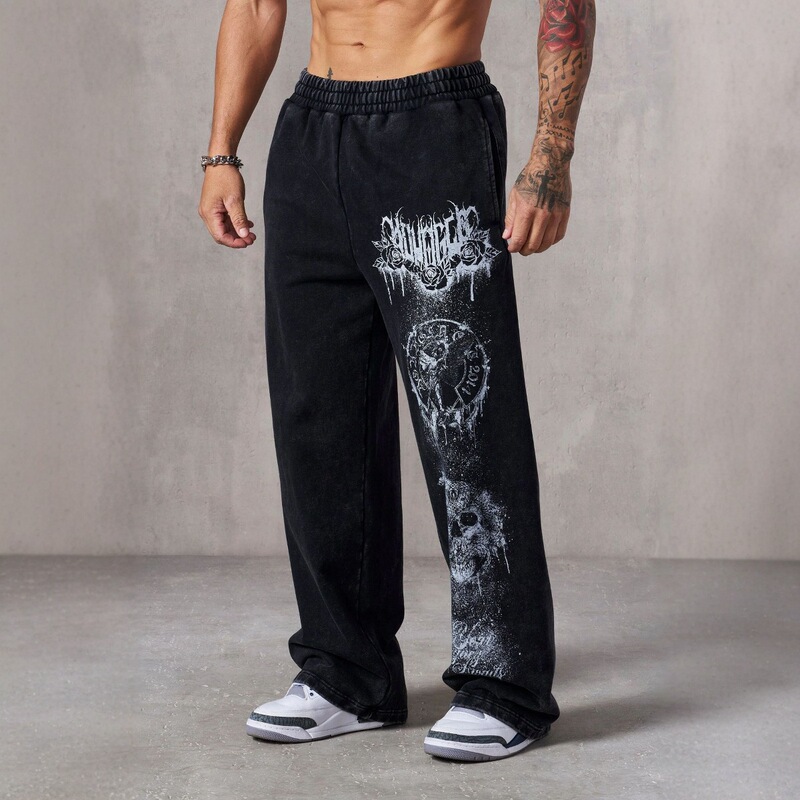 American Trendy Brand Youngla Fitness Training Sports Pants European and American Joggers Loose Straight Printed Casual Pants
