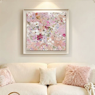 繁花叙 法式客厅装饰画奶油风氛围感挂画高级感壁炉花卉艺术画