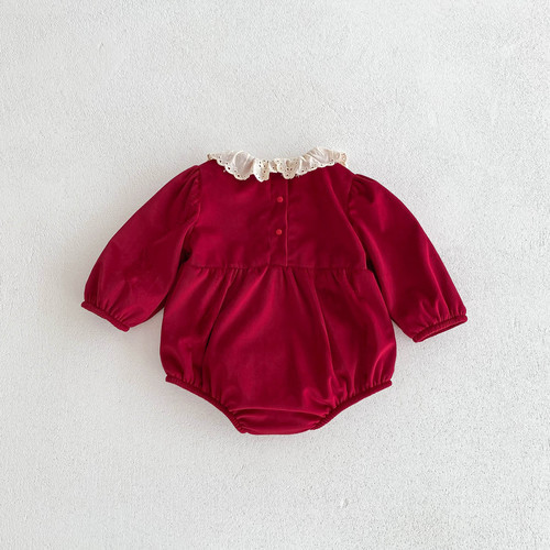 ins baby clothes winter clothing red velvet warm baby New Year's clothing romper clothing 100th birthday bag fart clothing winter