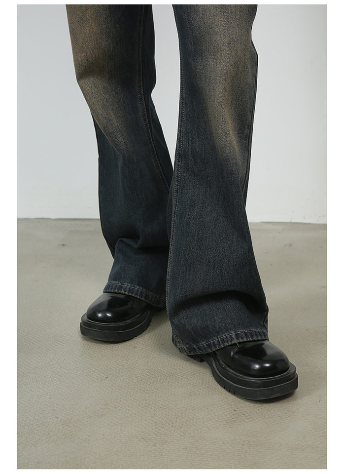 Quần jean nam ống đứng dáng suông rộng cạp vừa phong cách Hàn, vải denim giặt cổ điển — Xanh lam nhạt, Xám nhạt, Đất Sét chi tiết 11