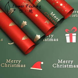 Christmas waterproof plastic Christmas gift wrapping paper New Year bouquet deer snowflake wrapping paper Ouya paper