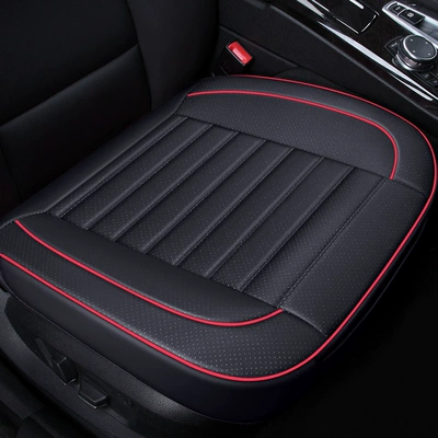 Factory Amazon single-piece backless full-enclosed breathable four-season universal 3d car seat cushion leather small three-piece set (Four Seasons Pad) - black-perforated-leather-front-row