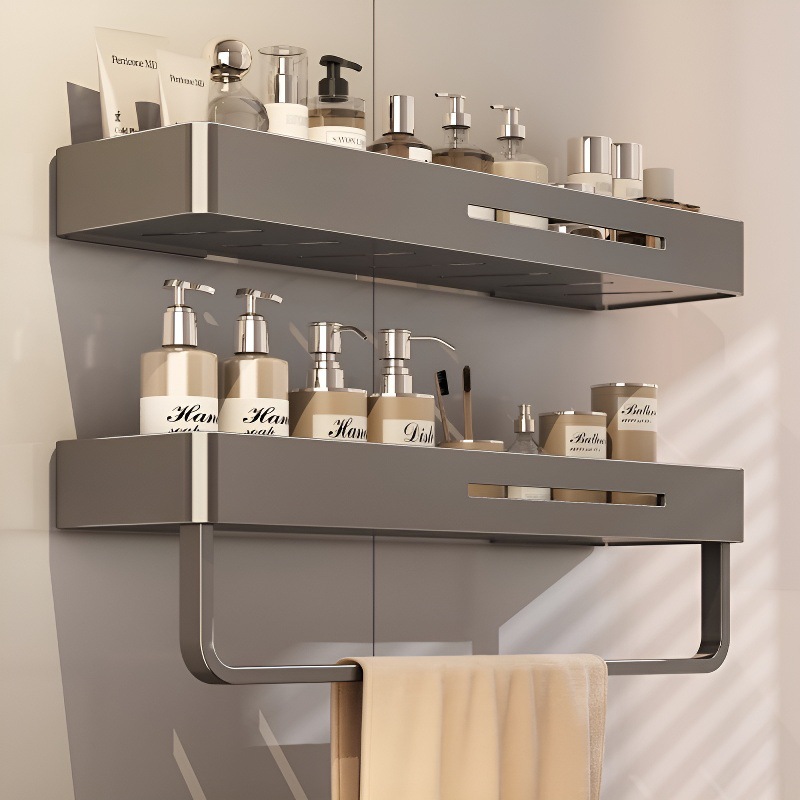 Gun Gray Bathroom Storage Rack Bathroom Punch-Free Washstand Toilet Toilet Wall-Mounted Towel Storage Rack