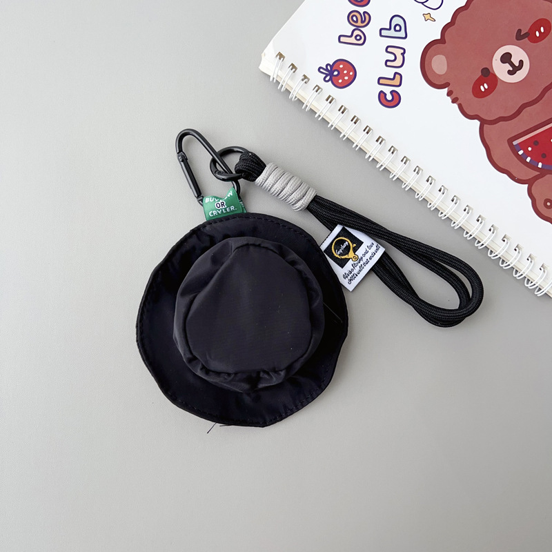 블랙 모자 미니백 + 블랙 라벨 쇼트 로프 + 투명 클립