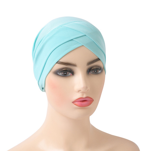 Fashionable crystal linen double-layer cross hood, turban, Arabic scarf, chemotherapy cap, Malay gauze scarf H117