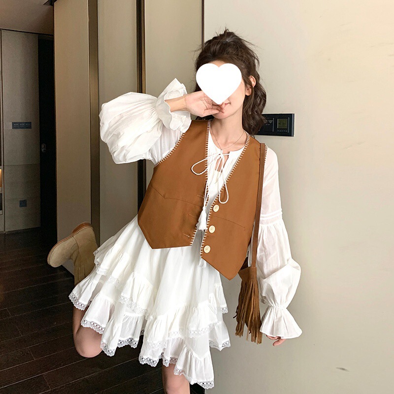温柔穿搭超仙马甲小香风两件套春装新款显瘦小个子甜美减龄连衣裙|undefined