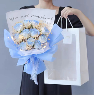 Valentine's Day ice blue rose soap flower starry bouquet watch white gift for boys and girls birthday anniversary gift