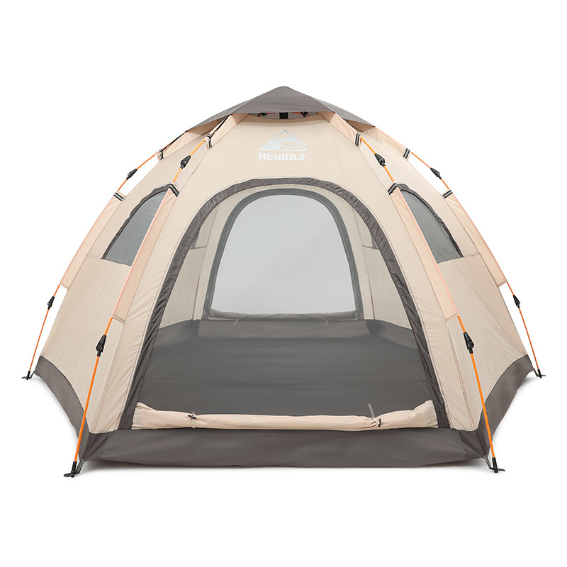 Lobo macho acampar al aire libre tienda automática de apertura rápida hexagonal Parque Ocio tienda multi-Persona Playa sombrilla tienda de campaña