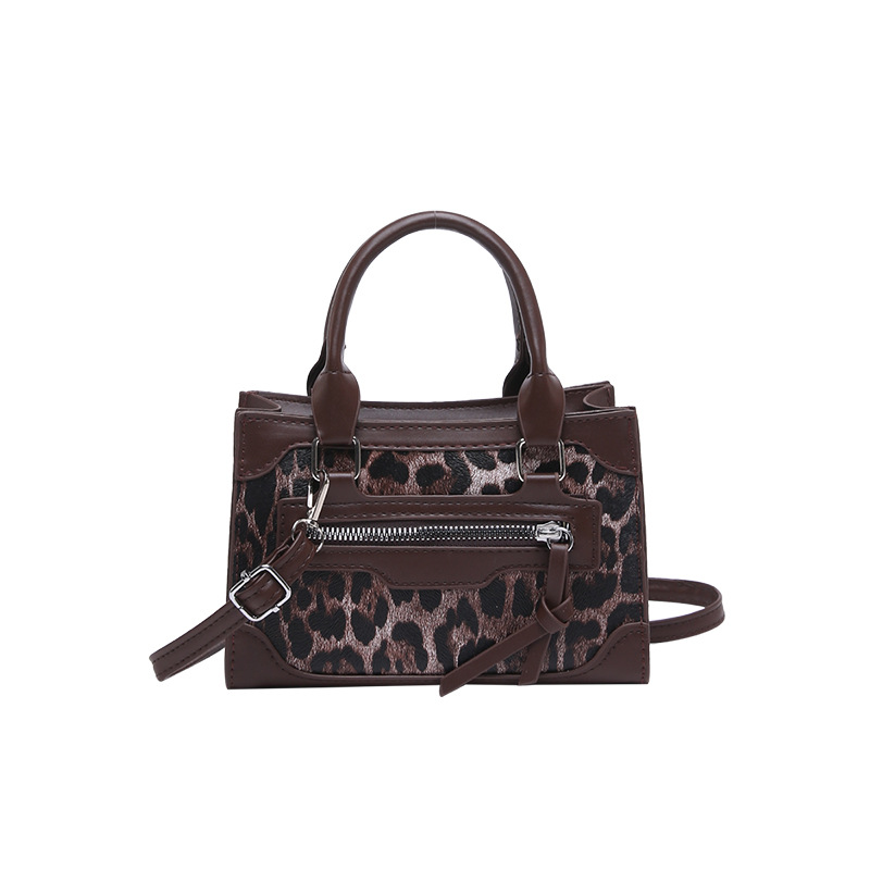 Bolso de hombro exterior simple textura casual primavera 2025 nueva moda coreana estampado leopardo bolso de mochila cuadrado
