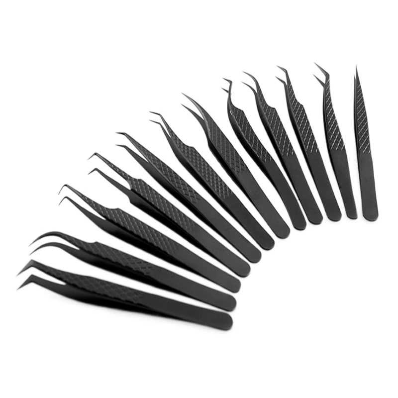 Эксклюзивная трансграничная поставка пинцетов из нержавеющей стали для наращивания ресниц, прецизионных золотых пинцетов-«перьев», инструментов для наращивания ресниц для мастеров, оптом