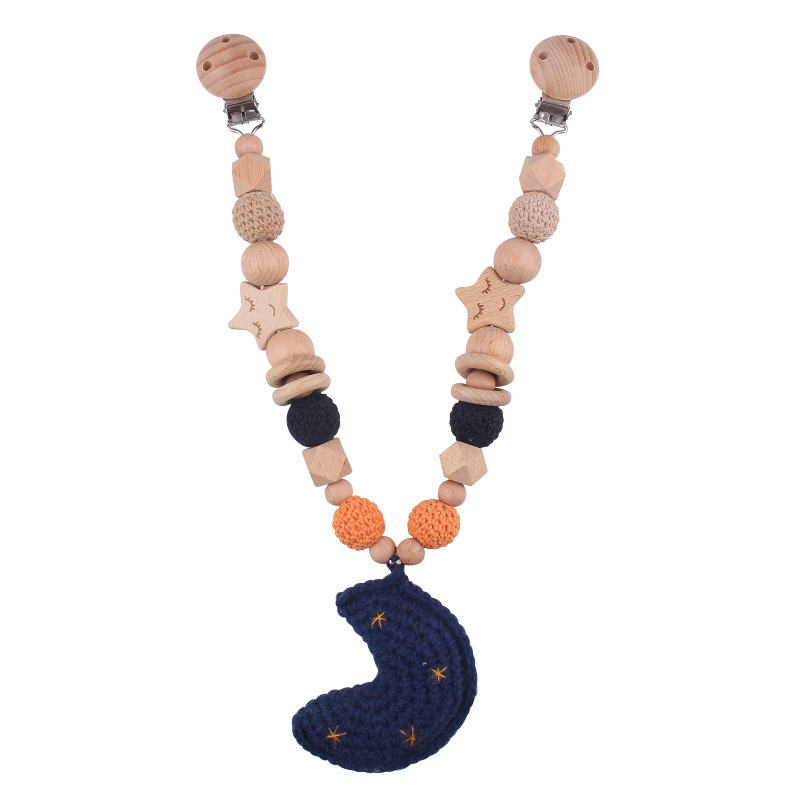 Crochet, estrella, luna, sol, cochecito, colgante, mordedor para bebé, campana de juguete, campana de cama de bebé de madera