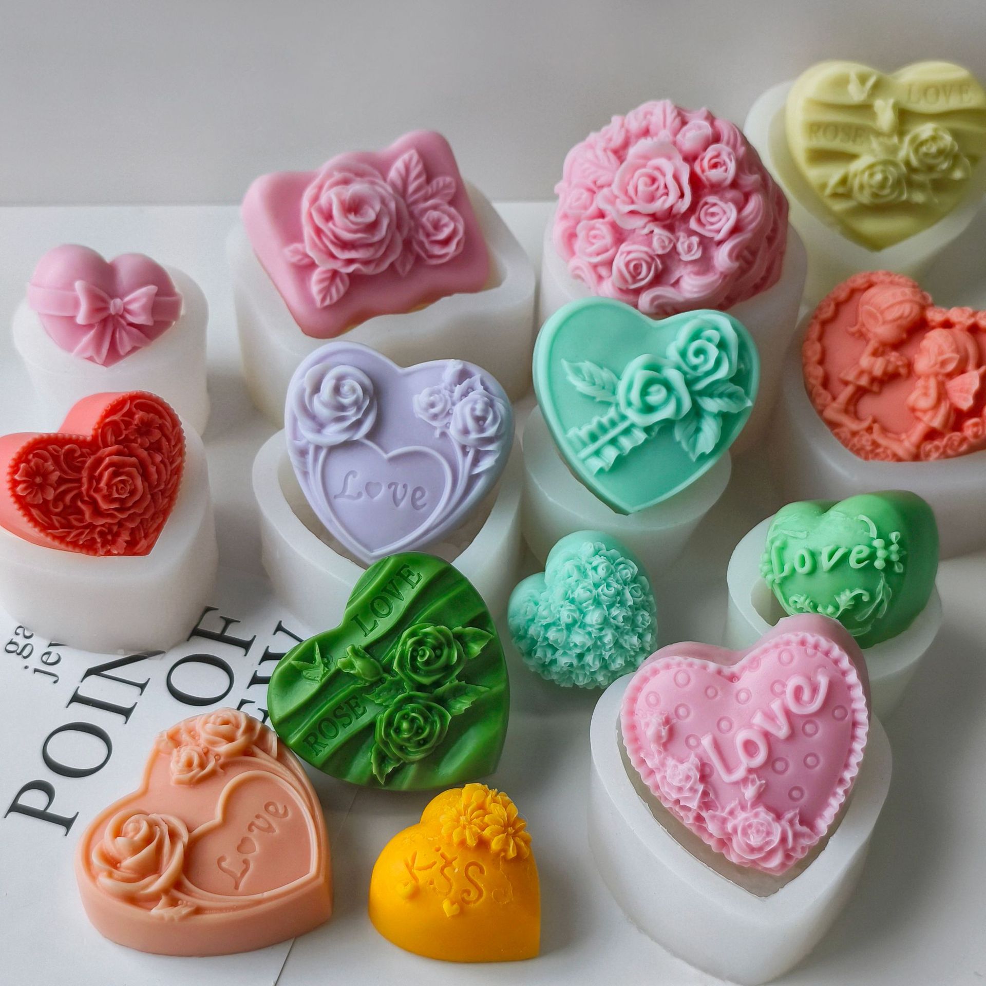Jiahuimei amor Rosa patrón pastelería Luna pastel hornear molde DIY hecho a mano jabón de silicona en stock