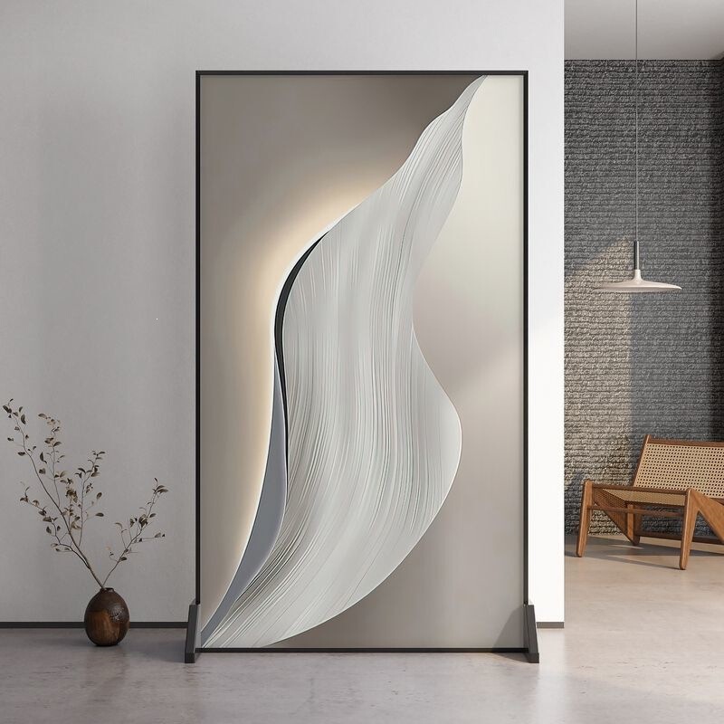 Light Luxury Modern Minimalist Screen Partition for Living Room, Entryway, Home Use, Bedroom, Fabric Movable Screen, Wooden Light Luxury Modern Minimalist Screen Partition for Living Room, Entryway, Home Use, Bedroom, Fabric Movable Screen, Wooden