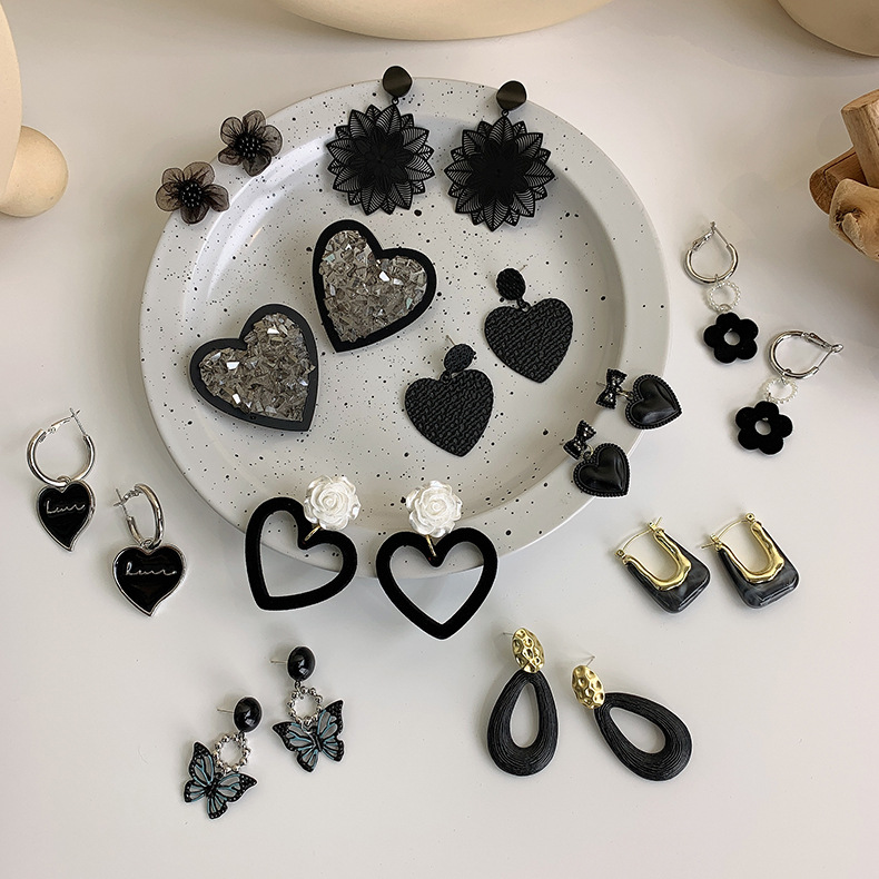 peach heart flower geometric fashion earrings wholesale jewelry Nihaojewelrypicture13