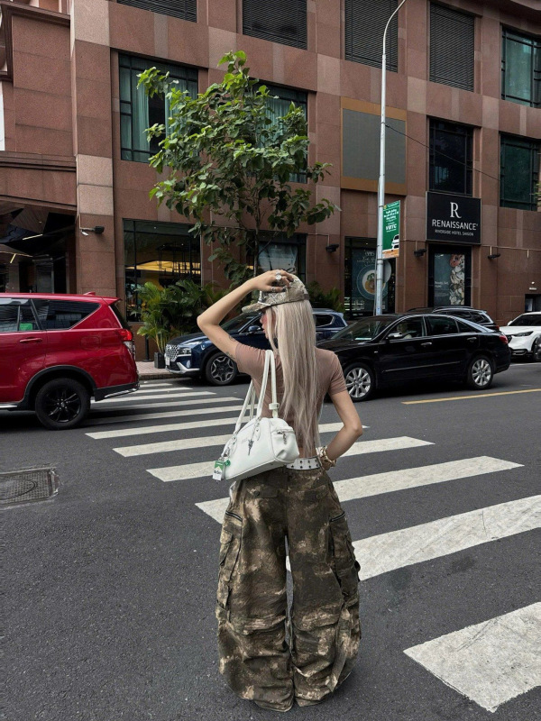 欧美辣妹风跨境亚马逊2025女美式高腰迷彩宽松跳舞 hiphop 运动裤|undefined