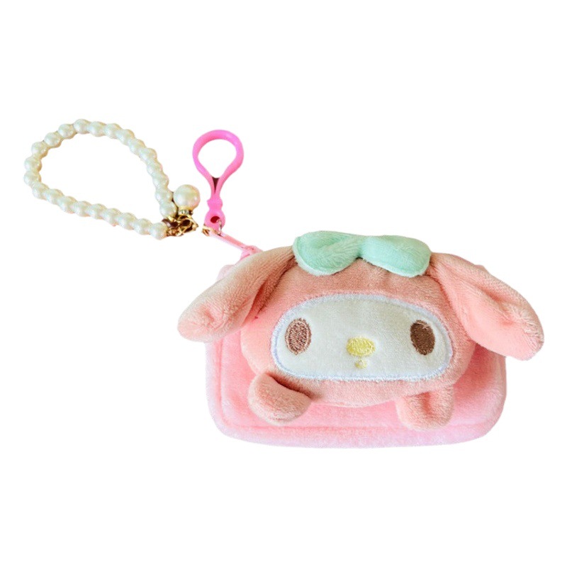 Monedero de felpa Sanrio (Melody/Kuromi) – Con colgante, para monedas y tarjetas
