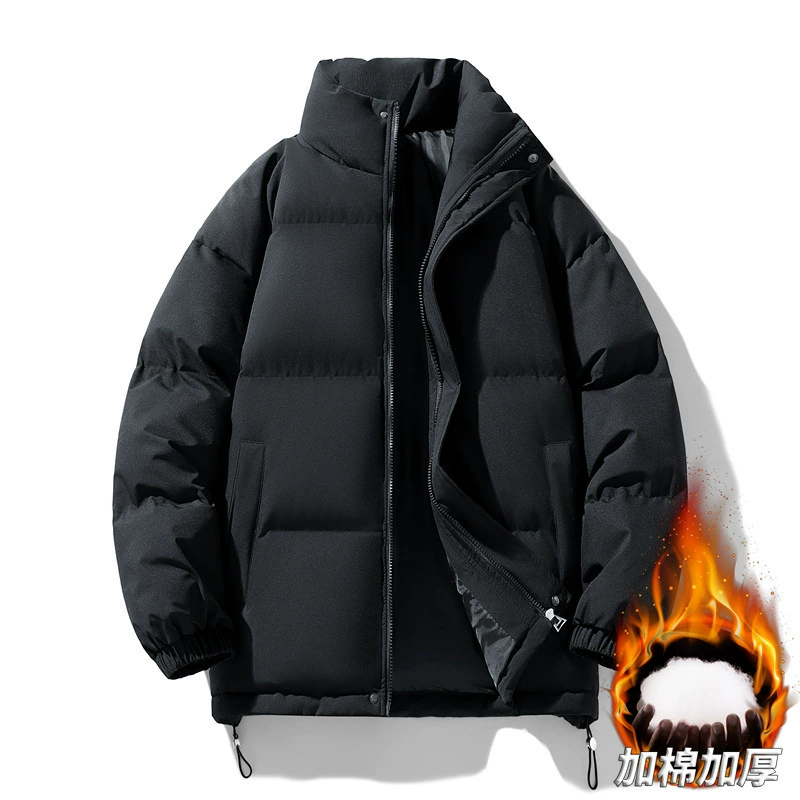 Зимняя куртка 2025 года с воротником-стойкой, утепленная хлопковая куртка для пар, утолщенная хлопковая одежда, мужская модная уличная куртка, свободная теплая пуховая куртка