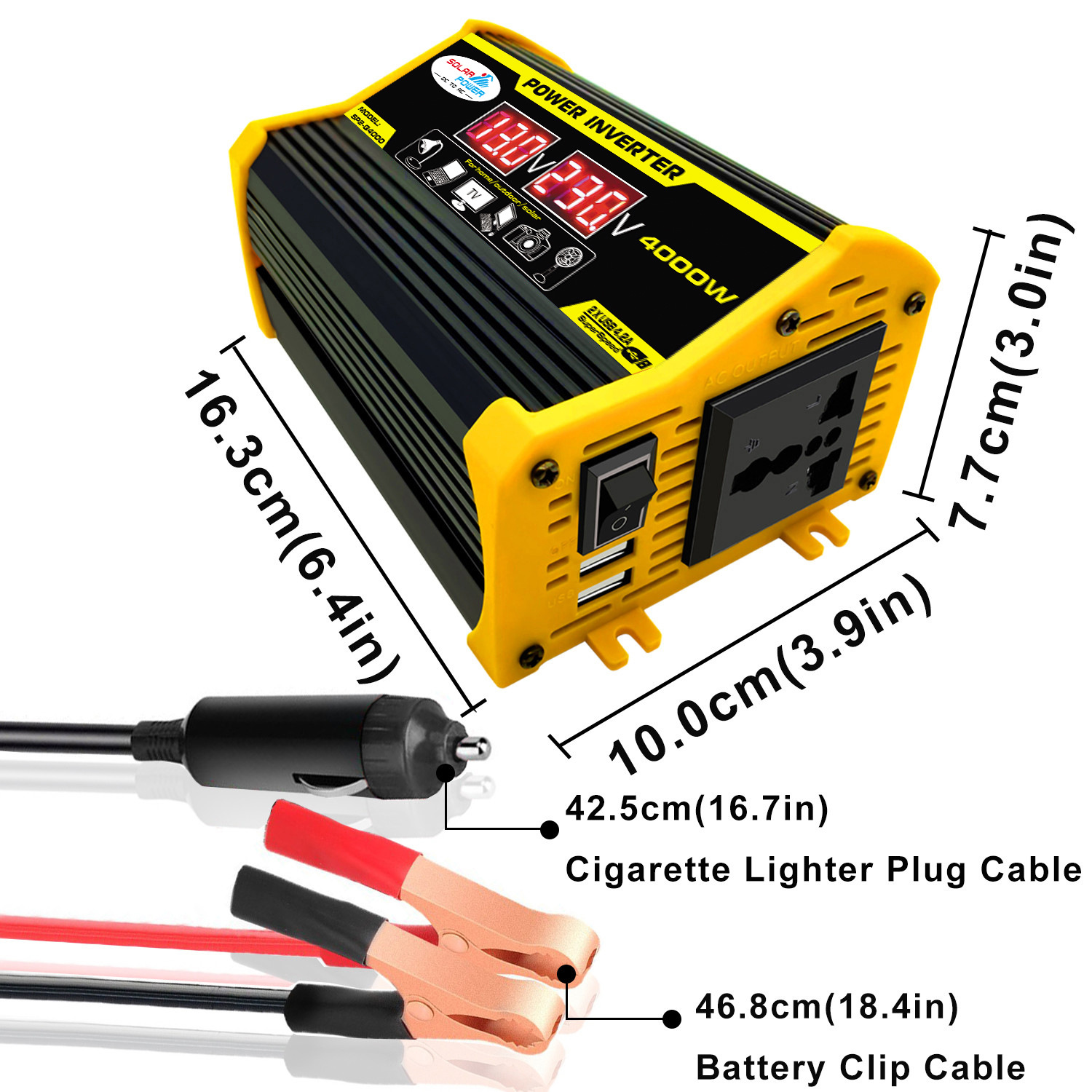厂家直销智能车载逆变器Power inverter4000W DC12V转AC220V 110V