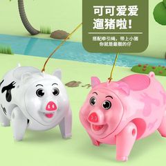 儿童玩具电动玩具牵绳小猪走路灯光音乐牵绳猪猪夜市地摊网红热卖