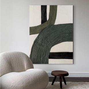 E Painting Hand-Painted Oil Painting | ＜Qingxu＞Geometric Color Block Living Room Oil Painting Entrance Painting Abstract Restaurant