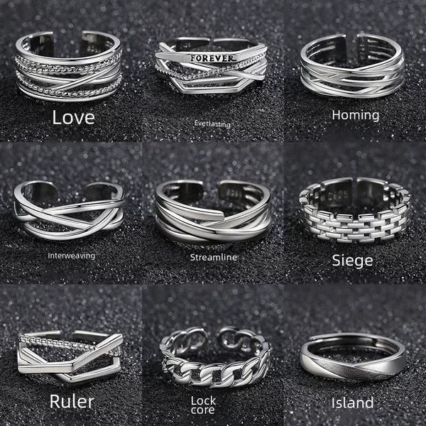 Men's Rings with a Niche High-End Feel, Möbius Plain Band Index Finger Ring, Fashionable and Simple Adjustable Ring Wholesale