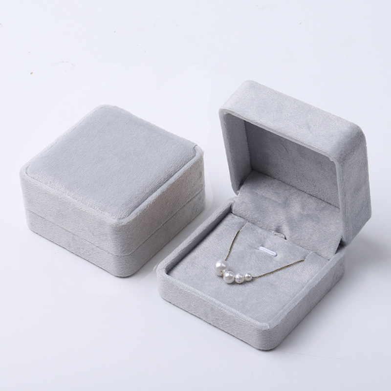 Caja de joyería de terciopelo de alta gama, caja de embalaje de terciopelo para anillos, pulseras, pendientes, cadenas largas, caja de regalo para joyería