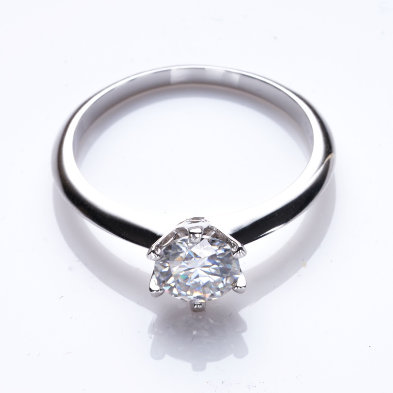 Anillo de piedra de mosaico de color D clásico de seis garras 1 quilate S925 plata esterlina chapado en oro de 18 quilates anillo de piedra de mosaico mujer