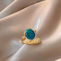 感温変色狐の指輪の女性insは色を落とさないで欧米の装飾品のシンプルな気質のバレンタインデーは友達に必ず送ります。