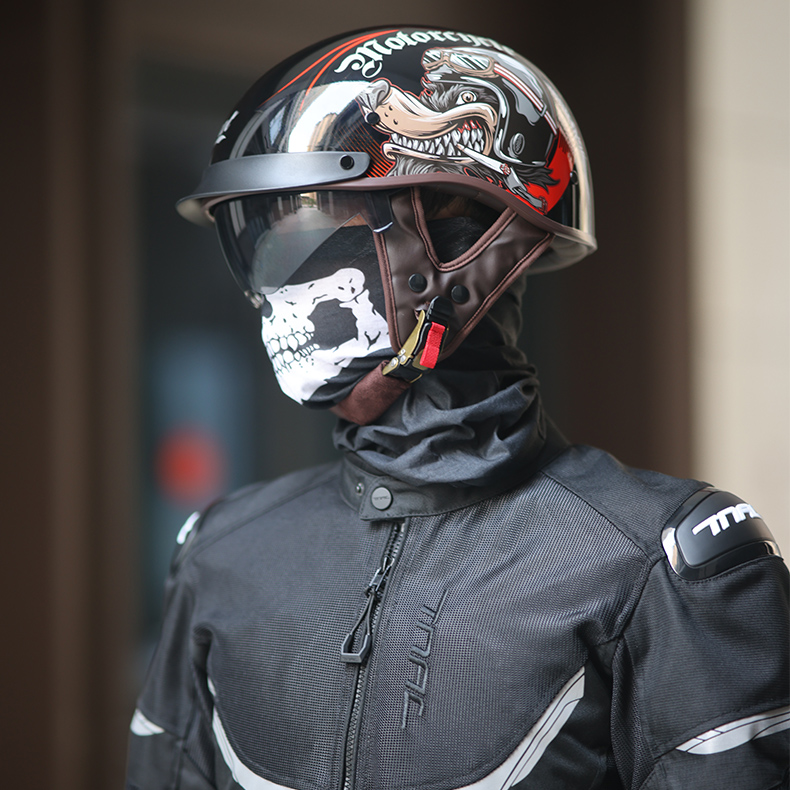 Cruise Motorcycle Half Helmet Retro Winter Men's Women's Motorbike Helmet