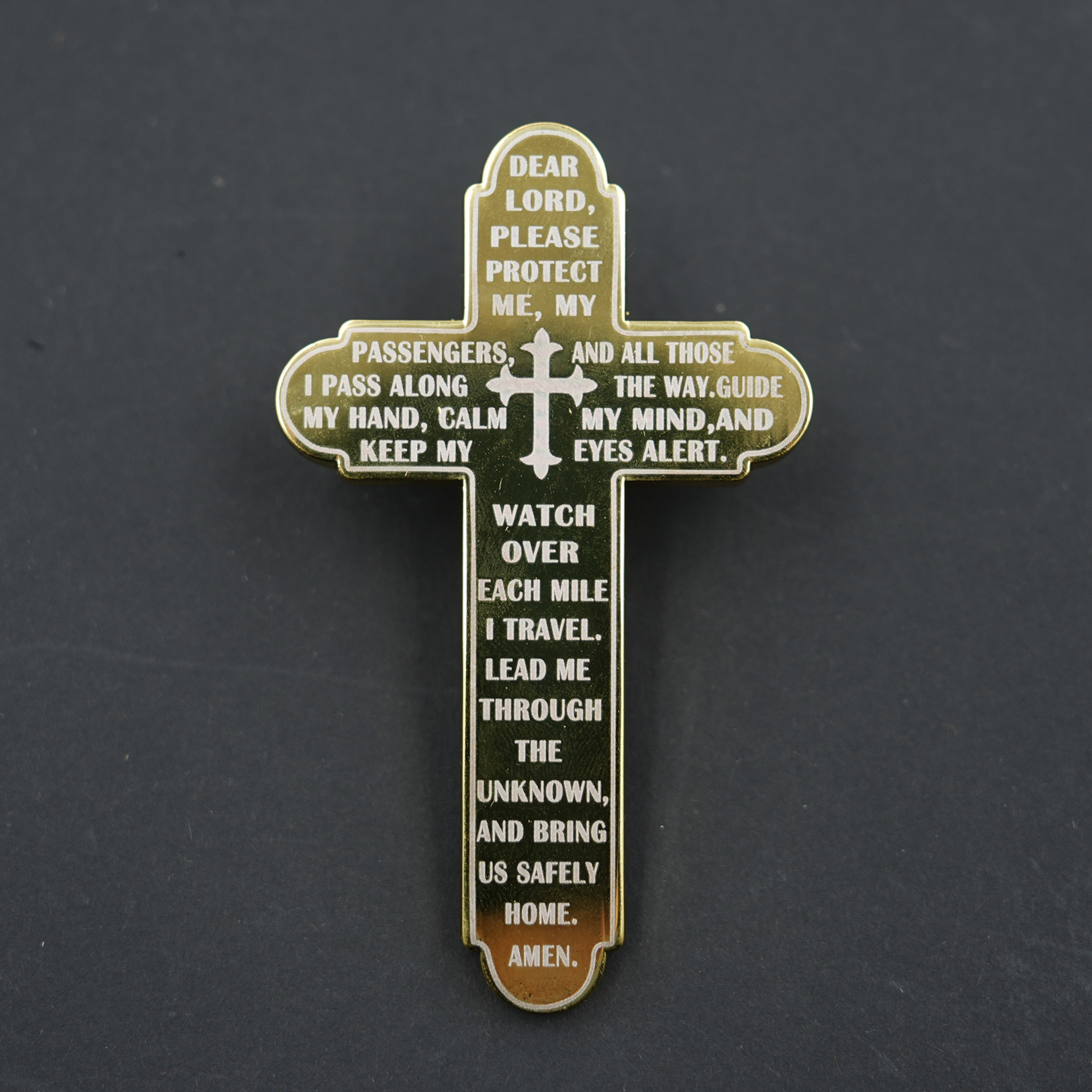 Jz31-Metal Cross Car Sun Visor Clip Prayer for Peace and Blessing Car Decoration Clip Car Hanging Ornament
