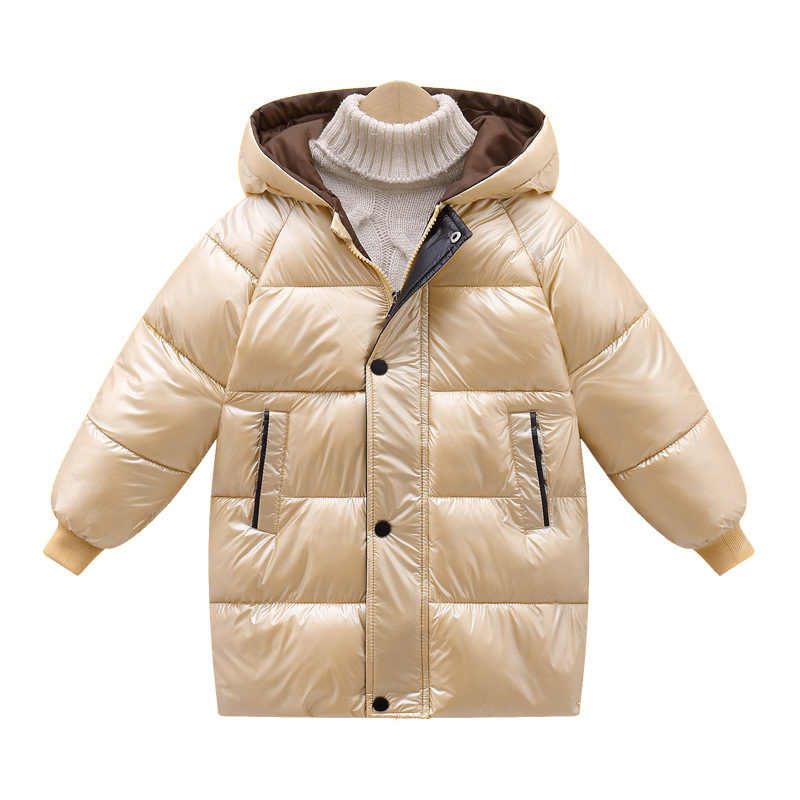 Ropa de algodón acolchada para niños de comercio exterior ropa de algodón acolchada con capucha de invierno para niños medianos y grandes bebés para niños y niñas nueva chaqueta acolchada de algodón engrosada de longitud media