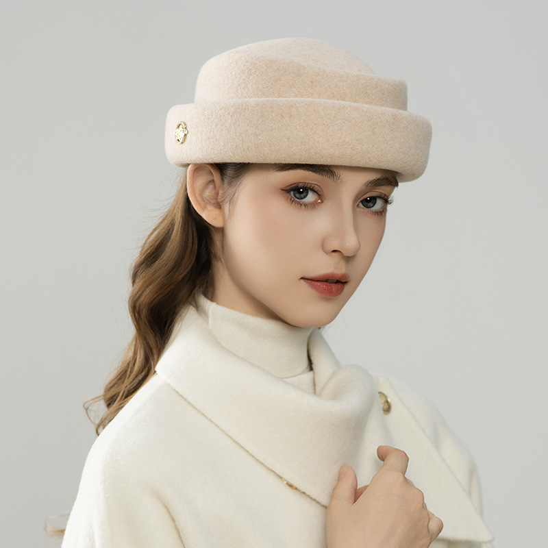 Mũ beret nữ len dạ Úc phong cách họa sĩ retro Anh — cơm trộn