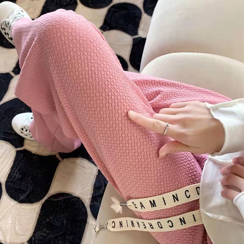 Puff Paige Wide leg pants Spring and summer 2022 new pattern Pink Drape Mopping the floor Straight Easy Casual pants