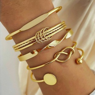 Cross-Border Hot-Selling Chain Ring Bracelet Set European and American Fashion Simple Niche Design Adjustable Multi-Layer Bracelet