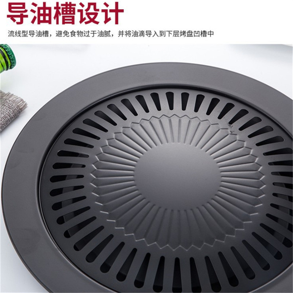 Cross-border Korean-style barbecue plate, grill plate, cast iron stove plate, household non-stick round griddle, thickened original factory
