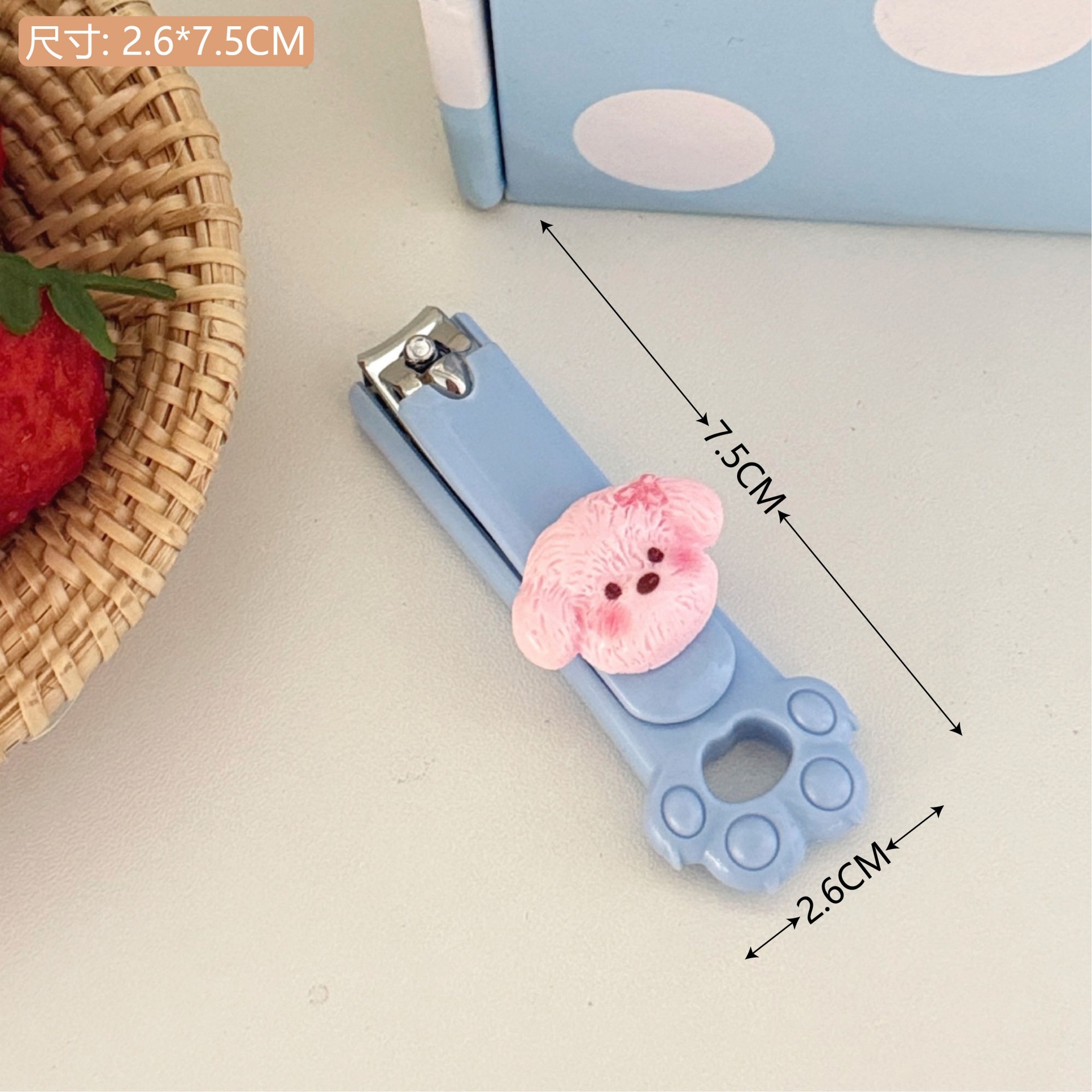 Mini lindo cortaúñas anti-salpicaduras para el hogar de una sola historieta creativa plegable cortaúñas manicura reparación