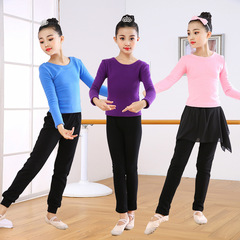 子供ダンス服、女の子練習服、春秋冬長袖子供ラテンダンス服、幼児トレーニング服スーツ綿
