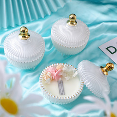 New Creative Decorative Plant Scented Soy Wax Candles Gift Set with Gold Bowl Glass Cup Aromatherapy Candle