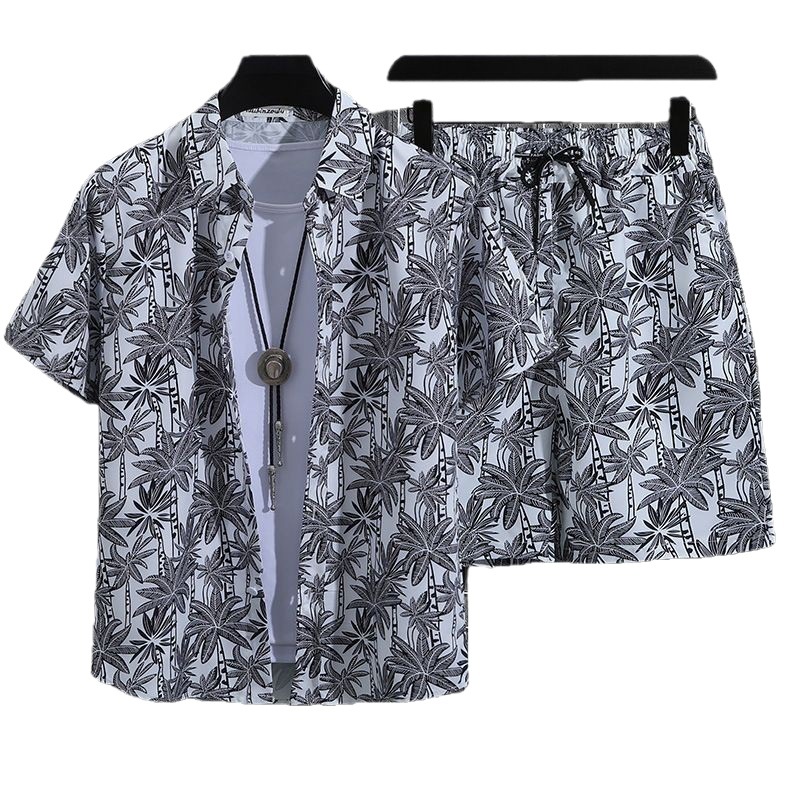 Beach shirt, set, men's trousers, plus size 5