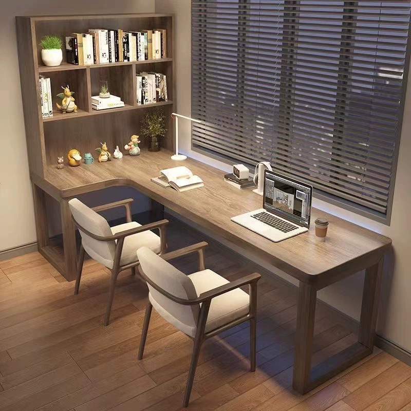 Угловой стол из массива дерева Учебный стол L-образный компьютерный стол Учебный стол