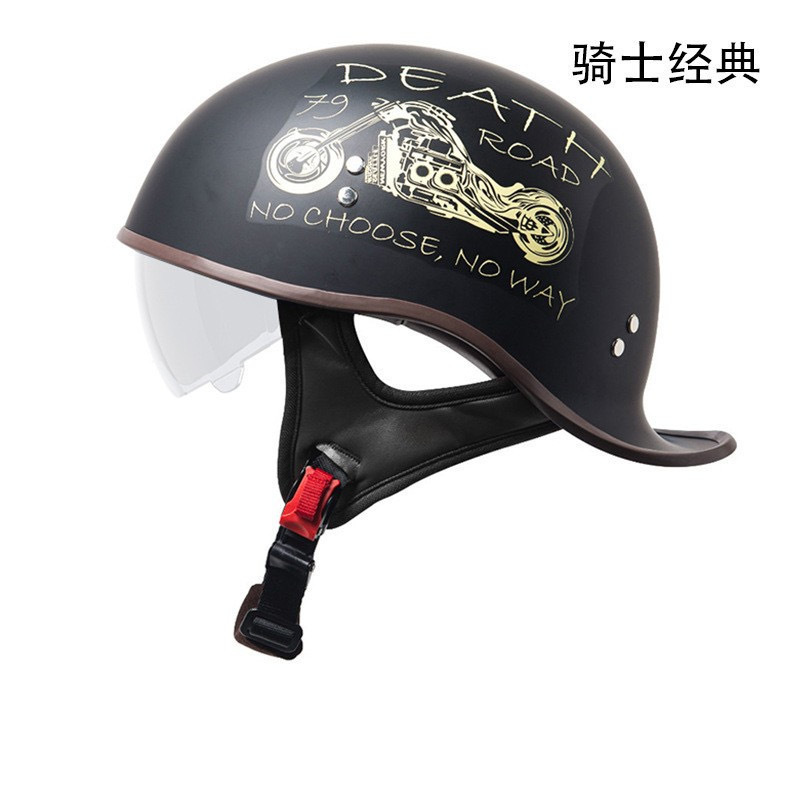 オートバイレトロオートバイハーフヘルメット四季ユニバーサル電動バイクユニセックスサイクリング安全帽子