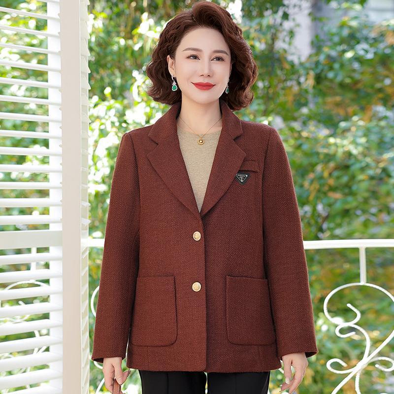 中年女性春秋モデル純色スーツコートカジュアル洋風2025新型40歳50母スーツ上着|undefined