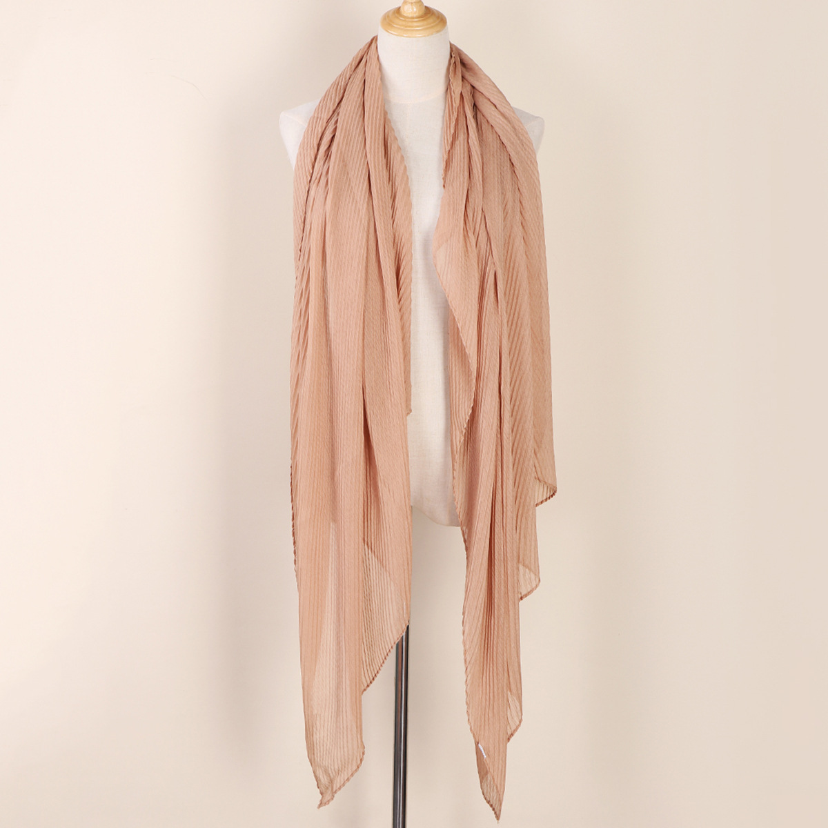 Women's Scarves wrinkled fashion plain wrinkled wrap headscarf solid color voile long shawl_voghion.com