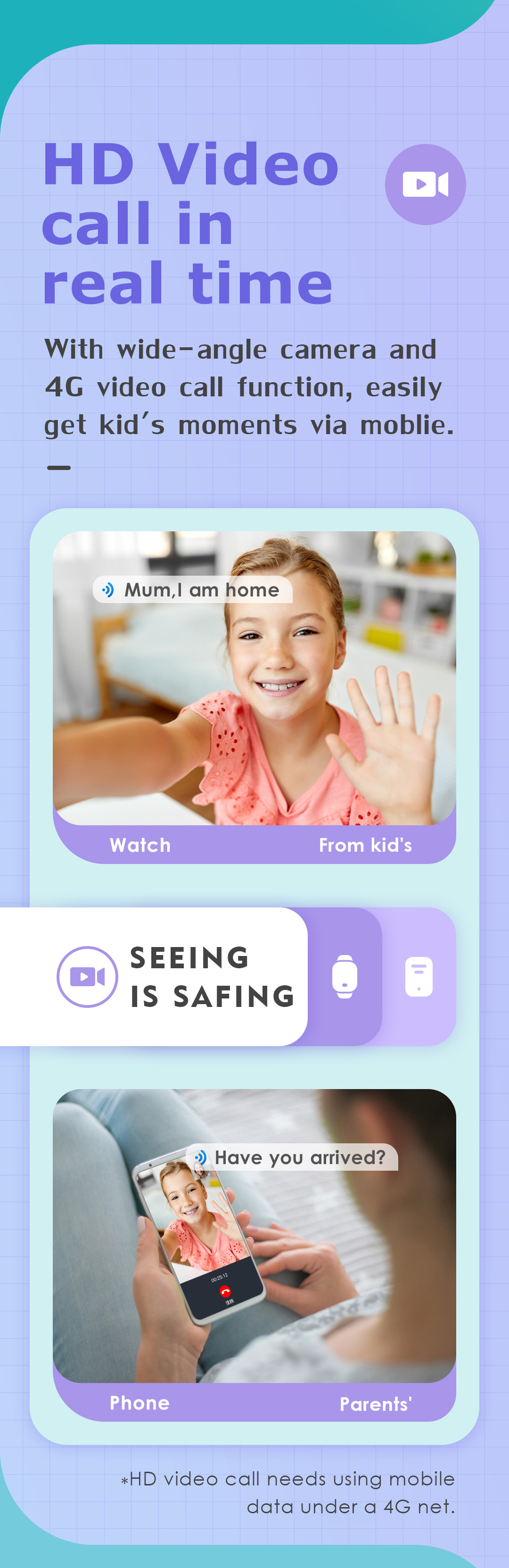 Cross-border exclusive 4G smart children's smartwatch, GPS positioning, photo taking, video calling, birthday gift K9H Item Picture
