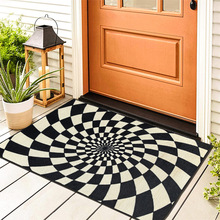 簡約入戶門地墊黑白棋盤包邊地毯防滑耐臟玄關進門墊家用可裁剪墊