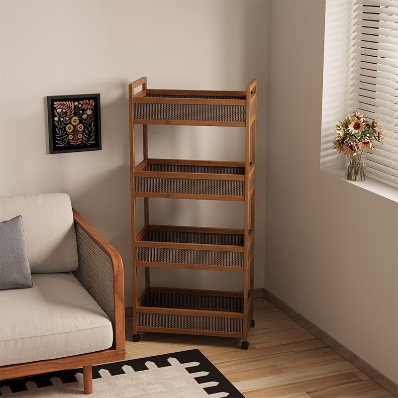 Mobile bookshelf storage rack, floor-standing, multi-layer, with wheels, for living room, bedroom, dormitory, children's small bookcase, small cart storage rack