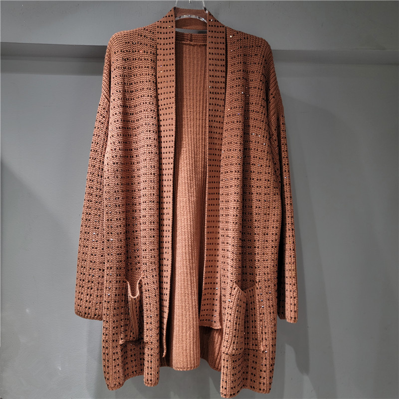 2024 otoño y invierno nuevo suéter abrigo ropa de mujer suelta viento perezoso industria pesada taladro caliente de moda de manga larga tendencia image 10