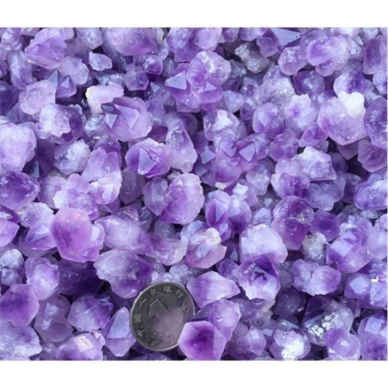 碎石批发水晶紫水晶小颗粒原毛料原矿消磁鱼缸造景摆件厂家批发|ru