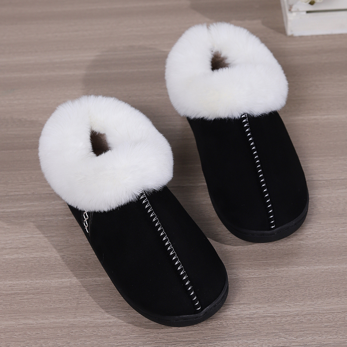 Home cotton slippers female Baotou cotton drag indoor household non-slip neutral slippers_voghion.com